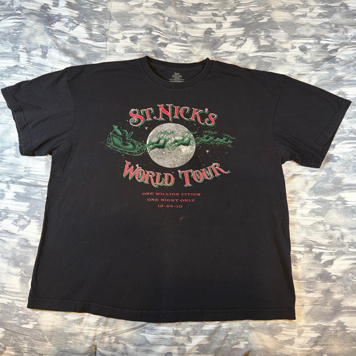 St Nick’s World Tour 2010 Christmas Short Sleeve T-Shirt Top Size 2x Gift